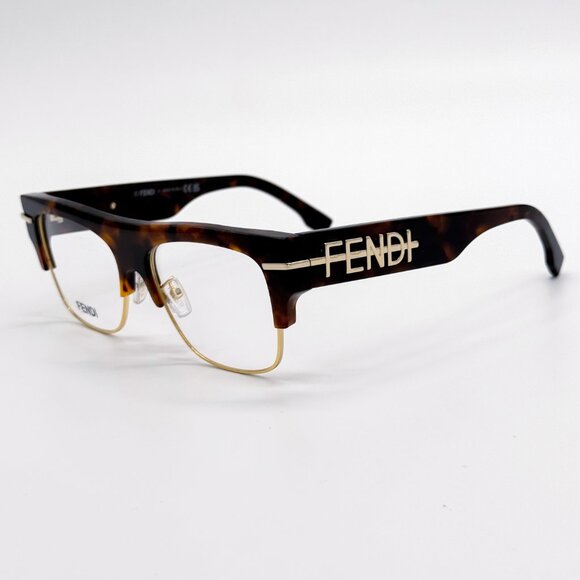 NEW FENDI FE50095U 055 UNISEX HAVANA SQUARE EYEGLASSES FENDI - Picture 3 of 10